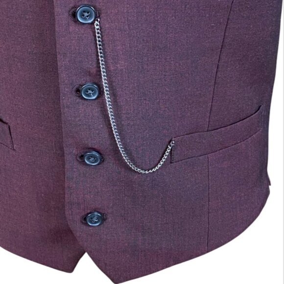 INC International Concepts Button-Down Waistcoat/Vest Sz S Burgundy 311L - Picture 6 of 9